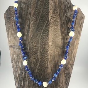 Vintage Mother of Pearl and Lapis Necklace